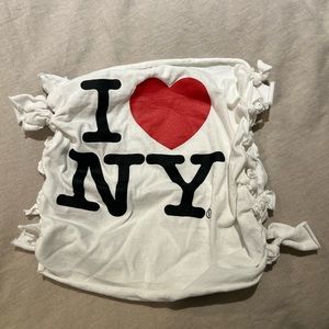 I Love NY hand tied tube top shirt, size small/medium
